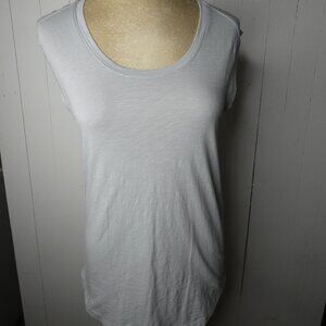 Barefoot Dreams Malibu Collection Womens XS Tank Top 100% Cotton Light Blue Knit